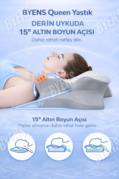 BYENS Ortopedik Visco Yastık Uyku Yastığı Destekli Düzleşmesi Ağrısı İçin Güzellik 60x40x12cm Boyun