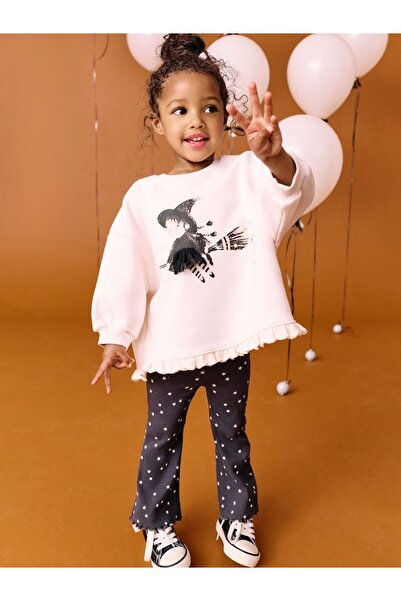 Next Baby Bumbac crem negru cu mânecă lungă cu măturatoră de vrăjitoare set