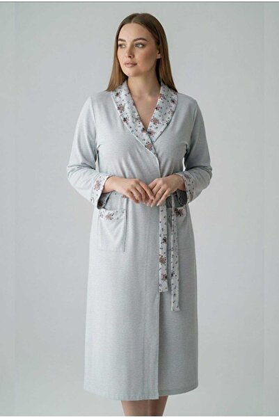 EM&FA TEKSTİL Floral Detailed Cotton Dressing Gown
