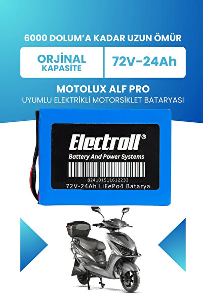 ELECTROLL Motolux Alf Pro Uyumlu Batarya (Standart Kapasite) LiFePO4 72V 24Ah...