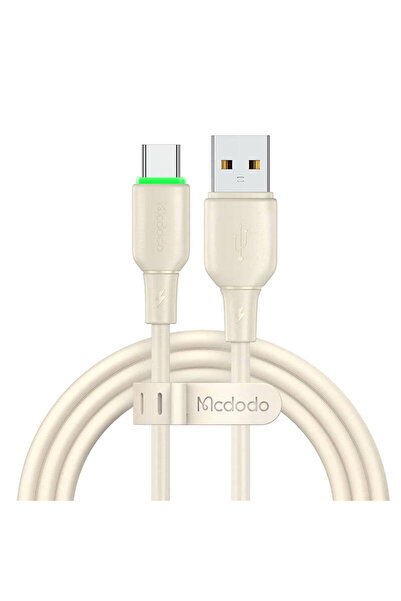 Mcdodo Cablu de date CA-4750 USB/USB-C, LED, 100W, 6A, 1.2m, Bej