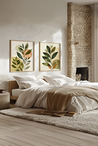 STARYUNA Set de pictură modernă cu frunze boho cu rame din lemn Yuna451