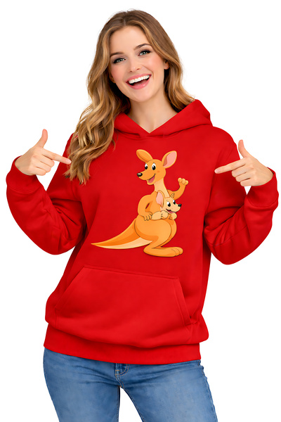 ArtYus Kangaroo Printed 3 Yarn Unisex Hooded Sweatshirt
