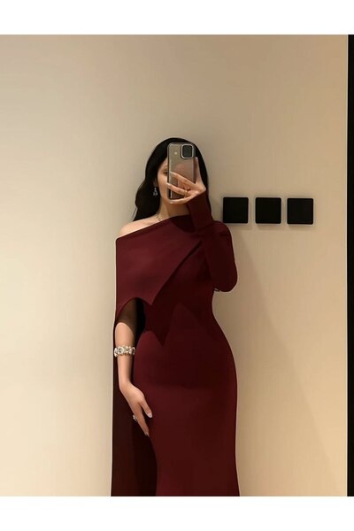 Sweety Fashion Burgundy evening dress