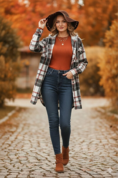 Polologin Butik Hooded Transitional Plaid Jacket Outerwear