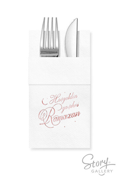 Story 40X40 cm Rose Rose Varak Welcome Ya City of Ramadan White Colored Paper...