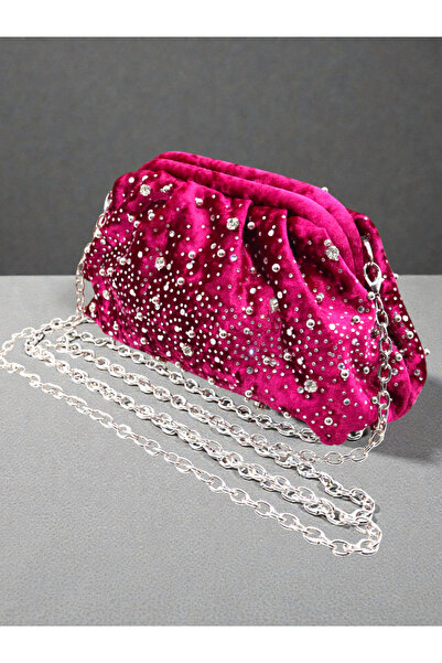 HFKY Geantă de seară din catifea cu pietre pentru femei