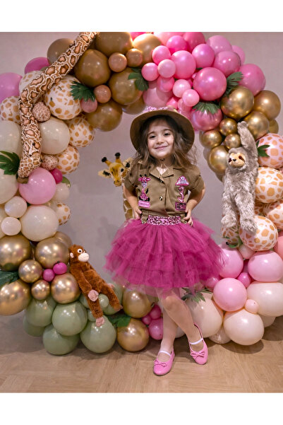 Mum Design Gifts FUŞYA TÜTÜ SAFARİ KIZ ELBİSESİ- SAFARİ KOSTÜMÜ