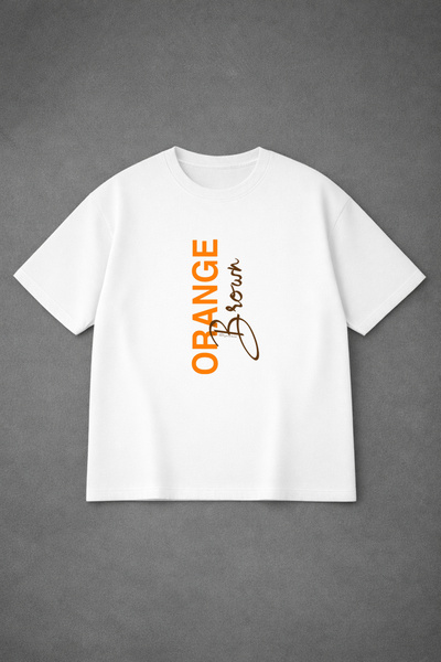 LORVEX Unisex Oversized T-Shirt 100% Cotton Comfortable Fit Orange Printed Pr...