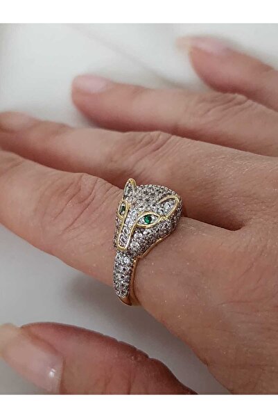 ZÜLİSCH Lion Head Ring Steel Zircon Stone Green Stone