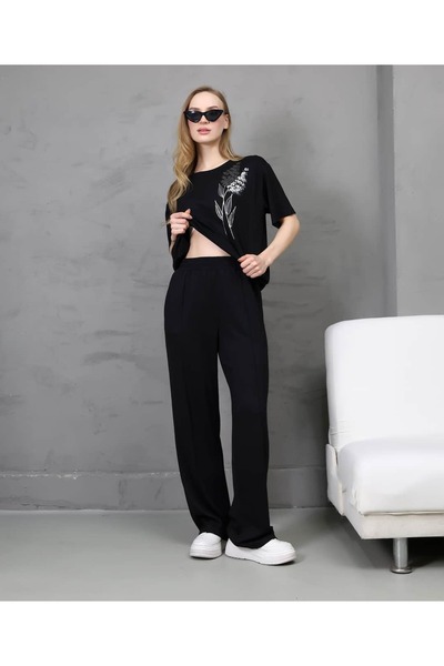 REDMİNA fashion Sporty Leaf Patterned Double Set