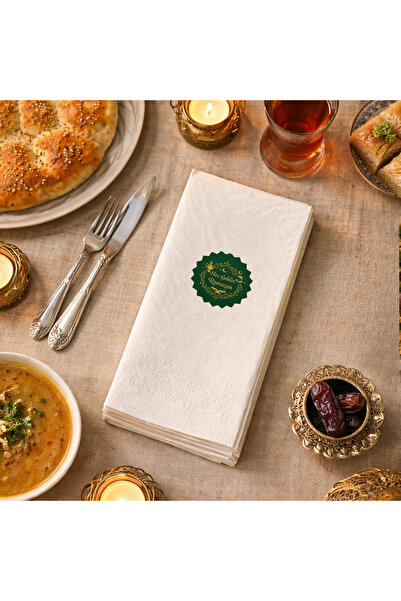 Kidzia Ramazan Desenli Baskılı Peçete – Hoş Geldin Ramazan Yeşil Rozet 33x33 cm