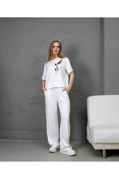 REDMİNA fashion Sporty Leaf Patterned Double Set