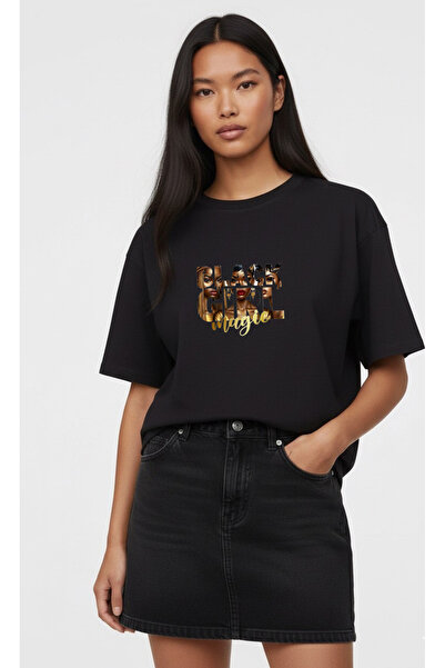 LORVEX تي شيرت Black Girl Magic مطبوع قصة فضفاضة من القطن للجنسين - تي شيرت