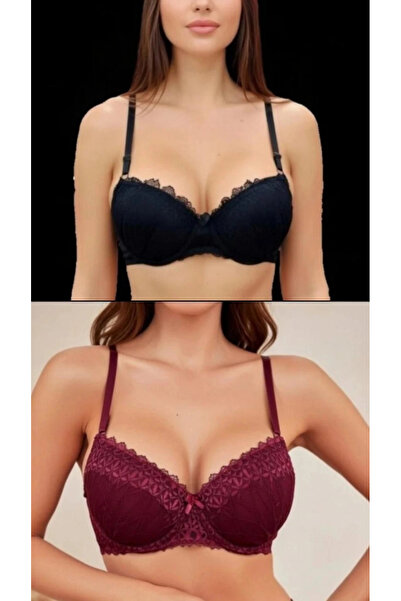 womensWorld1 Supported Padded Guipure Embroidered Bra