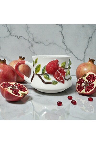 İlbay Çini Takı Kabartma nar desenli kupa