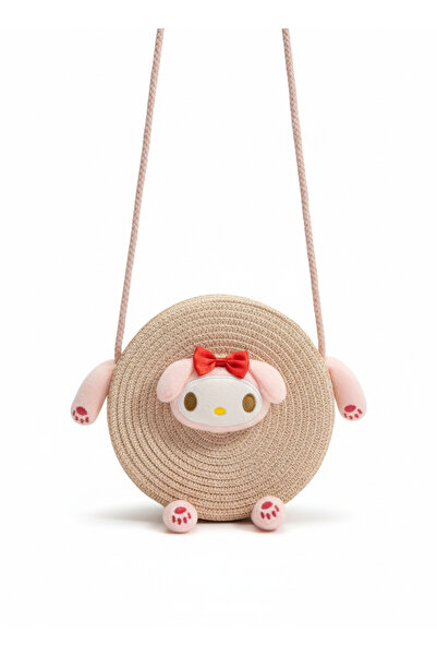 synshop حقيبة ماي ميلودي وردية اللون على شكل أرنب لطيف مع حزام من القش للفتيا...