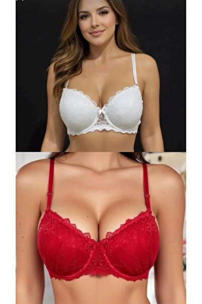 womensWorld1 Supported Padded Guipure Embroidered Bra