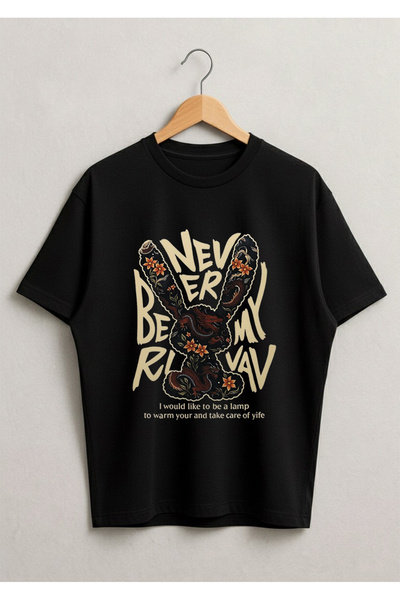 LORVEX Never Be My Baskılı Oversize Cotton Unisex tricou - Tricou