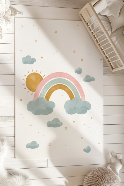 Homiko Pastel Gökkuşağı Desenli Çocuk Odası Halısı TLH-330