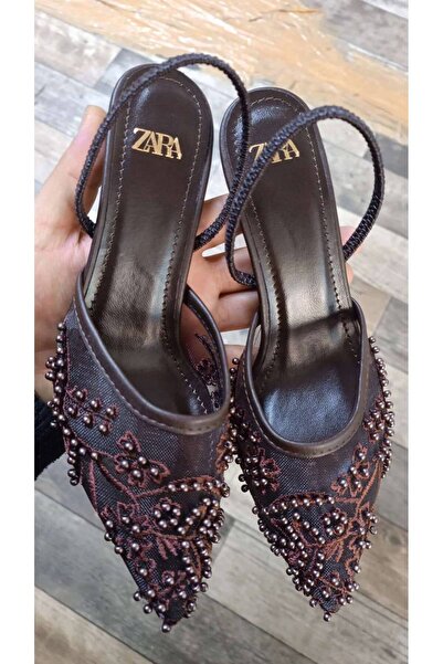 markasende Pearl Queen Stone Lace Handcrafted Heeled Women's Shoes