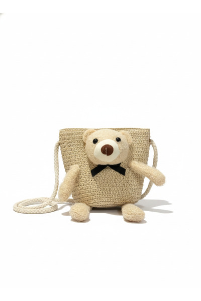 synshop Teddy bear cute bear wicker strap young girl child baby bag 13 cm gift