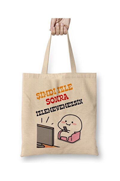 Toyaso Watch Now I Can'T Watch Later Funny White Tote Bag Long Handle Shoppin...