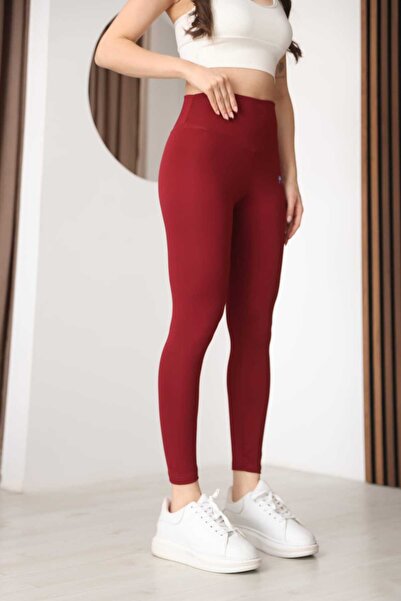Arda Burgundy High Waist Shaping / Sculpting Sports Leggings - Stretchy Polye...