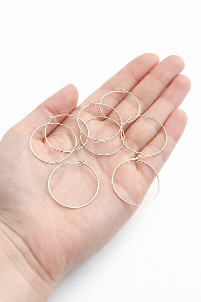 FlowerAksesuar 20 Adet - 30 Mm Halka Küpe, Tel Küpe, Yuvarlak Küpe, Küpe Halk...