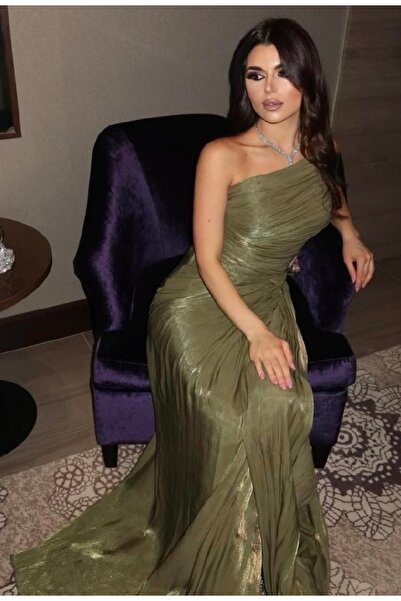 SHD فستان زيتي كسرات انيق