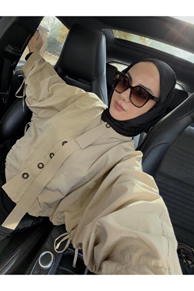 Touche Yarasa Kol Kısa Ceket Bej