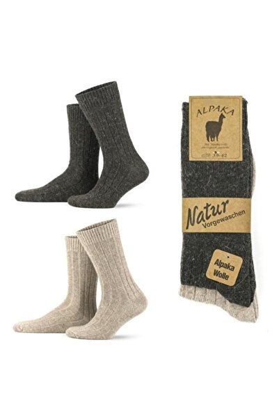 eleganzo Unisex 2-Pack Alpaca Wool Winter Thick Washable Natural Warm Support...