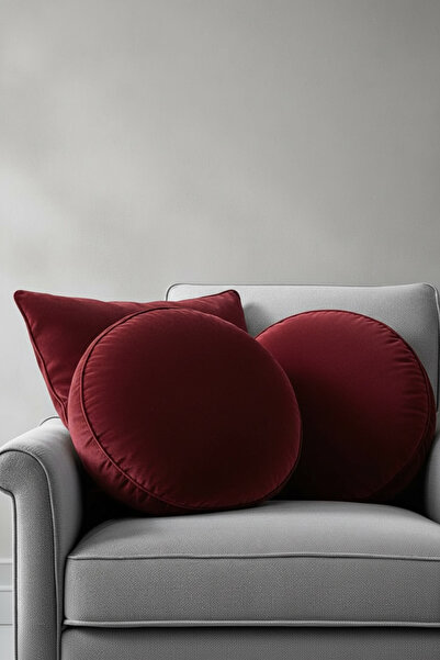 JACA Yuvarlak Daire Görünümlü Büyük Boy Yastık Kadife Yumuşak Kumaş İç Dolgul...