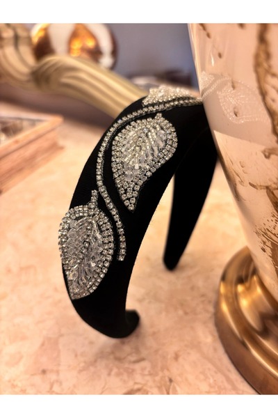 Grace Beauties Lüks Kristal İşlemeli Siyah Taç