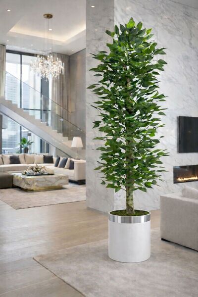 Altun Çiçekcilik Benjamin 150 Cm Yapay Ağaç Lux Metal Dekoratif Saksı Dahil