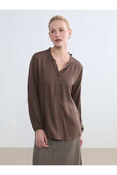 LC Waikiki Sparkling Choices Frilly Kaftan Collar Blouse from Shining Store