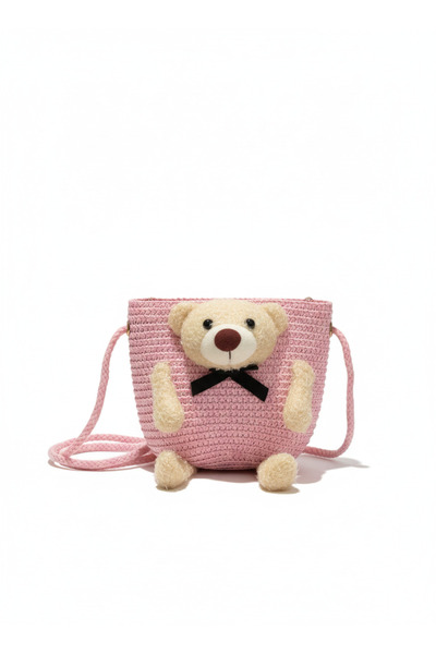synshop Teddy Bear Cute Bear Pink Straw Strap Young Girl Child Baby Bag 13 cm...