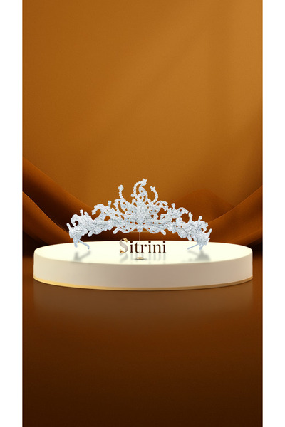 sitrini Zylara Bridal Crown Zircon Stone Crown
