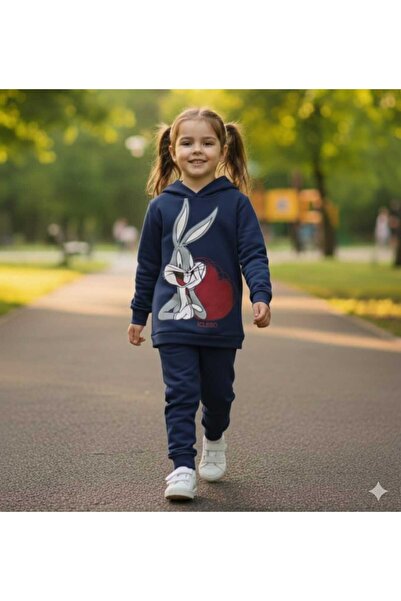 Nice Clothes Children's Tracksuit Set Hooded Unisex Heart Baksbani̇ Print