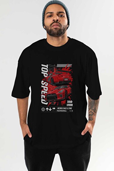 Ankhises Σειρά Car Series (5) μπροστινό Τυπωμένο μαύρο μπλουζάκι Oversize Ανδ...