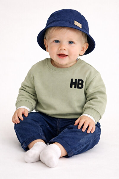 MixMax Bebe Erkek Bebek HB Şapkalı Uzun Kollu Alt Üst Bayramlık 3 'lü Bebek T...