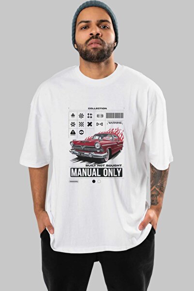 Ankhises Σειρά Car Series (97) μπλουζάκι με στάμπα μπροστά, λευκό, υπερμεγέθη...