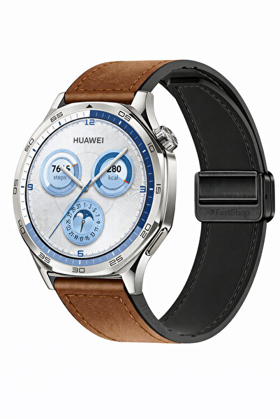 MMP SHOP Huawei Watch GT5 46mm Uyumlu Manyetik Tokalı Suni Deri Kordon