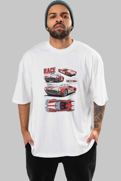 Ankhises Σειρά Car Series (76) μπλουζάκι με στάμπα μπροστά, λευκό, υπερμεγέθη...