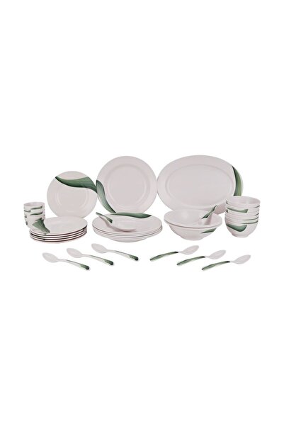 DELCASA 35 Piece Flower Sketch Melamineware Dinner Set