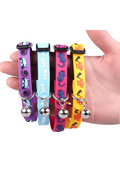 Go İthalat Cute Colorful Silicone Cat Dog Collar with Rattle Bell (5250)