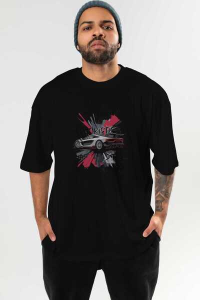 Ankhises Seria Car (73) Tricou oversize negru cu imprimeu în față Bărbați Fem...