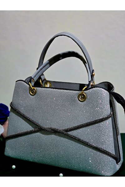 LUXURY Women's Silvery Sparkling Silver Hand and Shoulder Bag