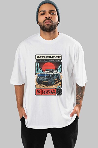 Ankhises Σειρά Car Series (62) μπλουζάκι με στάμπα μπροστά, λευκό, υπερμεγέθη...