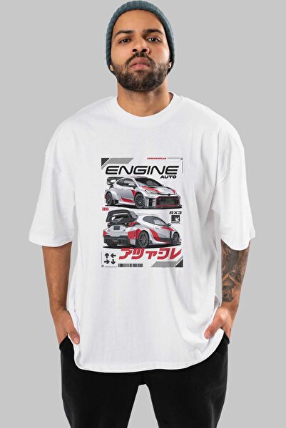 Ankhises Σειρά Car Series (63) μπλουζάκι με στάμπα μπροστά, λευκό, υπερμεγέθη...